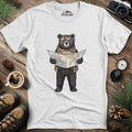 Explorer Bear with Map T-Shirt – White – Outdoor apparel for travel, hiking, camping, and nature lovers – ExpediCamp