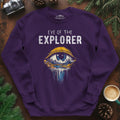 Eye of the Explorer Sweatshirt – Purple – Outdoor apparel for travel, hiking, camping, and nature lovers – ExpediCamp