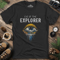 Eye of the Explorer T-Shirt – Black – Outdoor apparel for travel, hiking, camping, and nature lovers – ExpediCamp