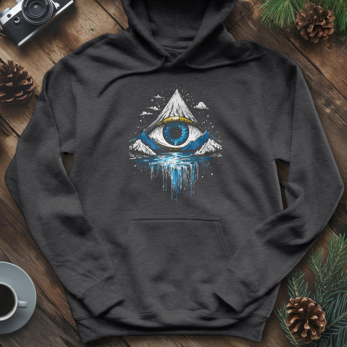 Eye of the Mountain Hoodie – Dark Heather – Outdoor apparel for travel, hiking, camping, and nature lovers – ExpediCamp