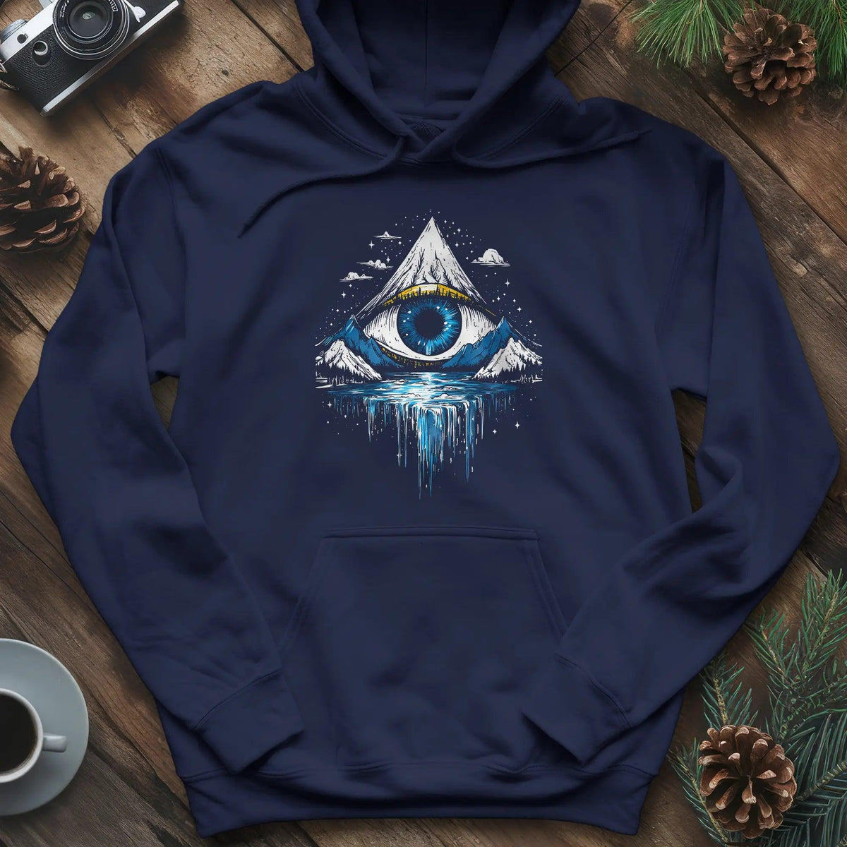Eye of the Mountain Hoodie – Navy – Outdoor apparel for travel, hiking, camping, and nature lovers – ExpediCamp