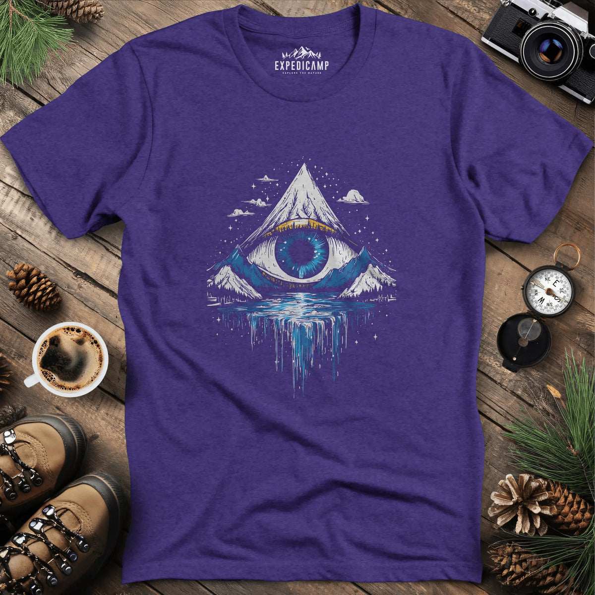 Eye of the Mountain T-Shirt – Heather Purple – Outdoor apparel for travel, hiking, camping, and nature lovers – ExpediCamp