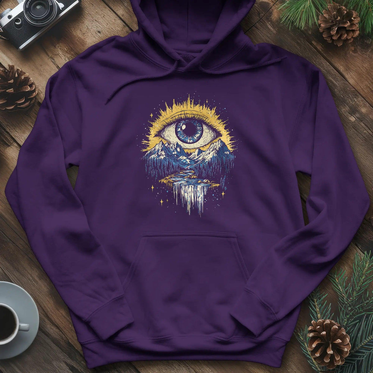 Eye of the Wilderness Hoodie – Purple – Outdoor apparel for travel, hiking, camping, and nature lovers – ExpediCamp