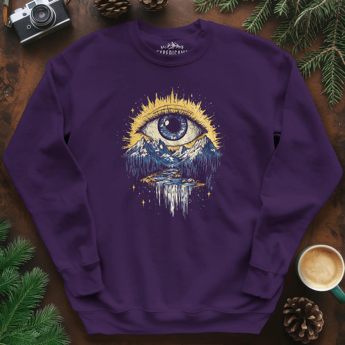Eye of the Wilderness Sweatshirt – Purple – Outdoor apparel for travel, hiking, camping, and nature lovers – ExpediCamp