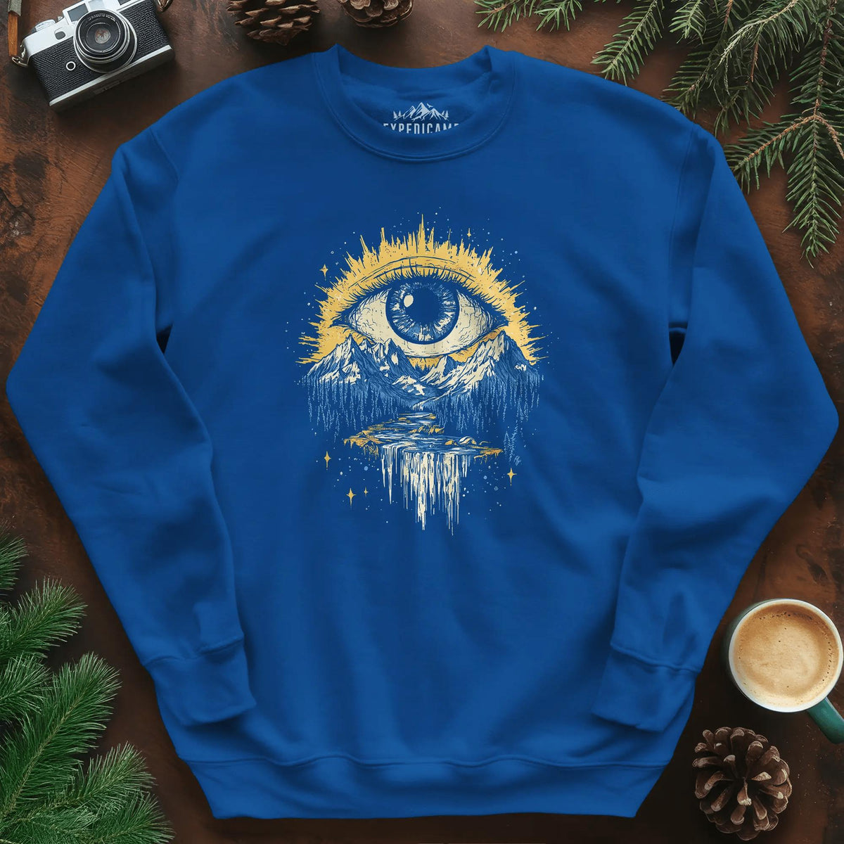 Eye of the Wilderness Sweatshirt – Royal – Outdoor apparel for travel, hiking, camping, and nature lovers – ExpediCamp