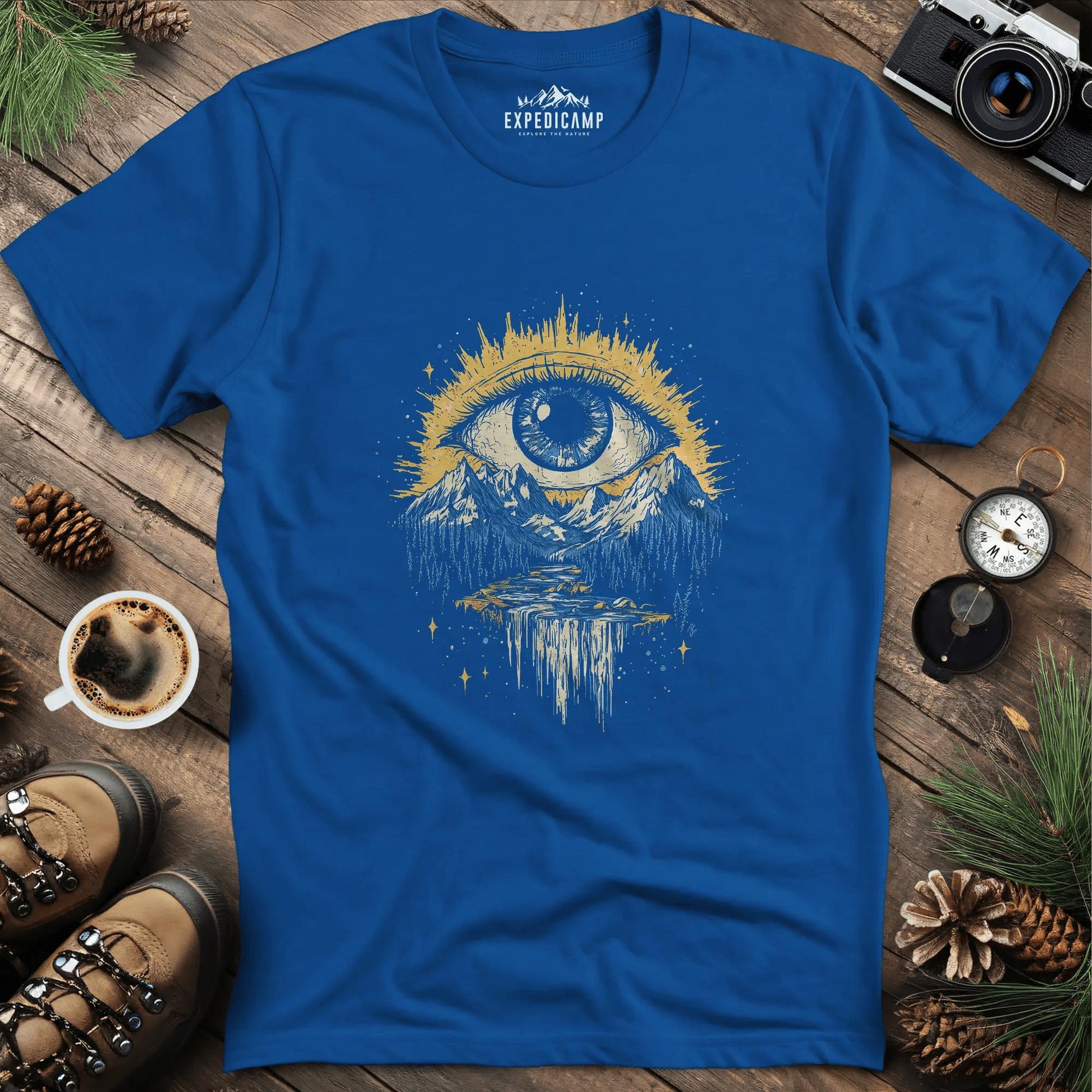 Eye of the Wilderness T-Shirt – Royal – Outdoor apparel for travel, hiking, camping, and nature lovers – ExpediCamp