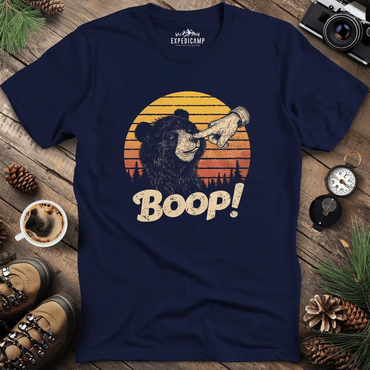 Finger Boop Bear T-Shirt – Navy – Outdoor apparel for travel, hiking, camping, and nature lovers – ExpediCamp