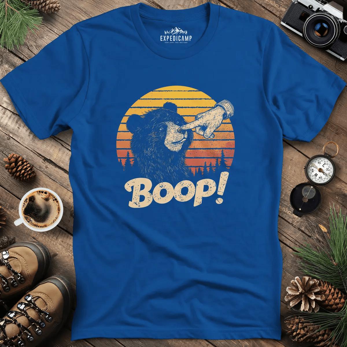 Finger Boop Bear T-Shirt – Royal – Outdoor apparel for travel, hiking, camping, and nature lovers – ExpediCamp