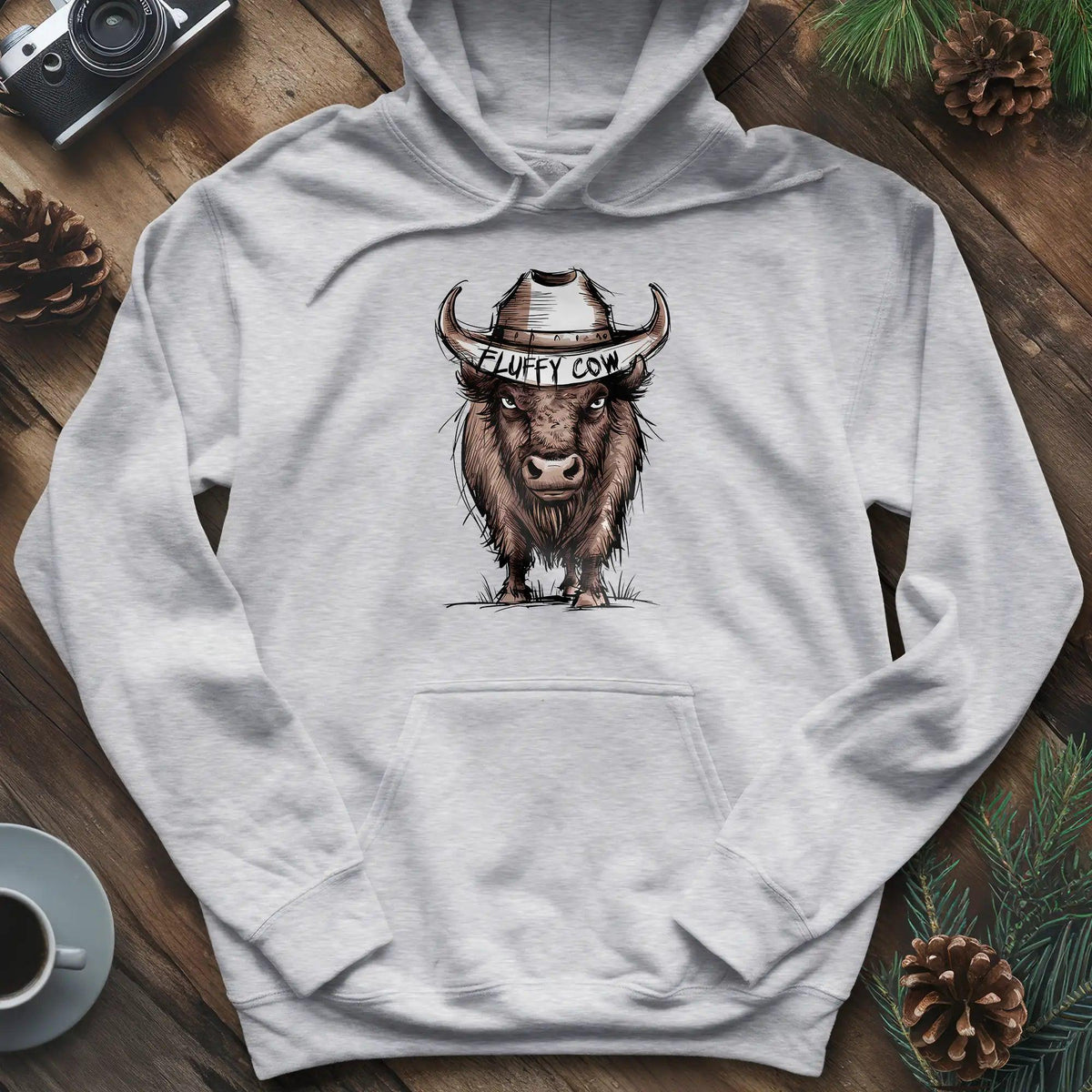 Fluffy Cow Hoodie – Ash – Outdoor apparel for travel, hiking, camping, and nature lovers – ExpediCamp