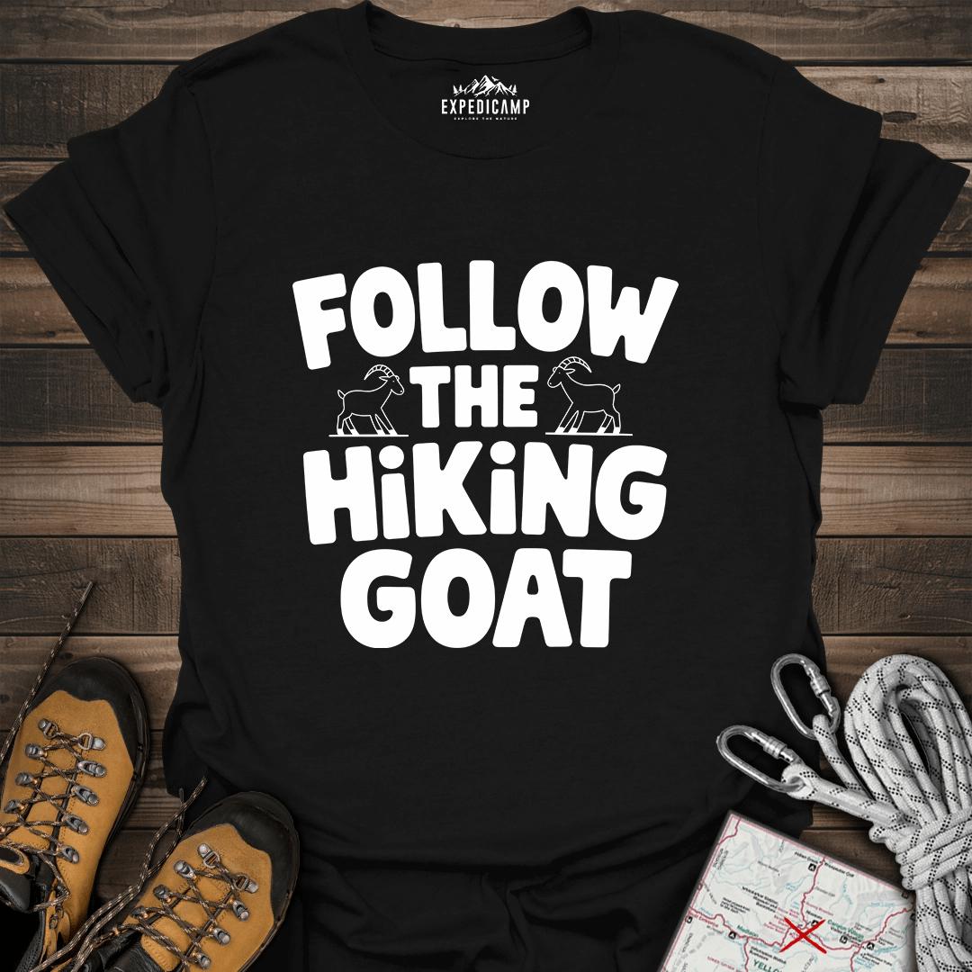 Follow The Hiking Goat T-Shirt – Black – Outdoor apparel for travel, hiking, camping, and nature lovers – ExpediCamp
