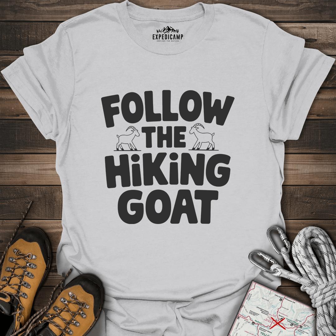 Follow The Hiking Goat T-Shirt – Ice Grey – Outdoor apparel for travel, hiking, camping, and nature lovers – ExpediCamp