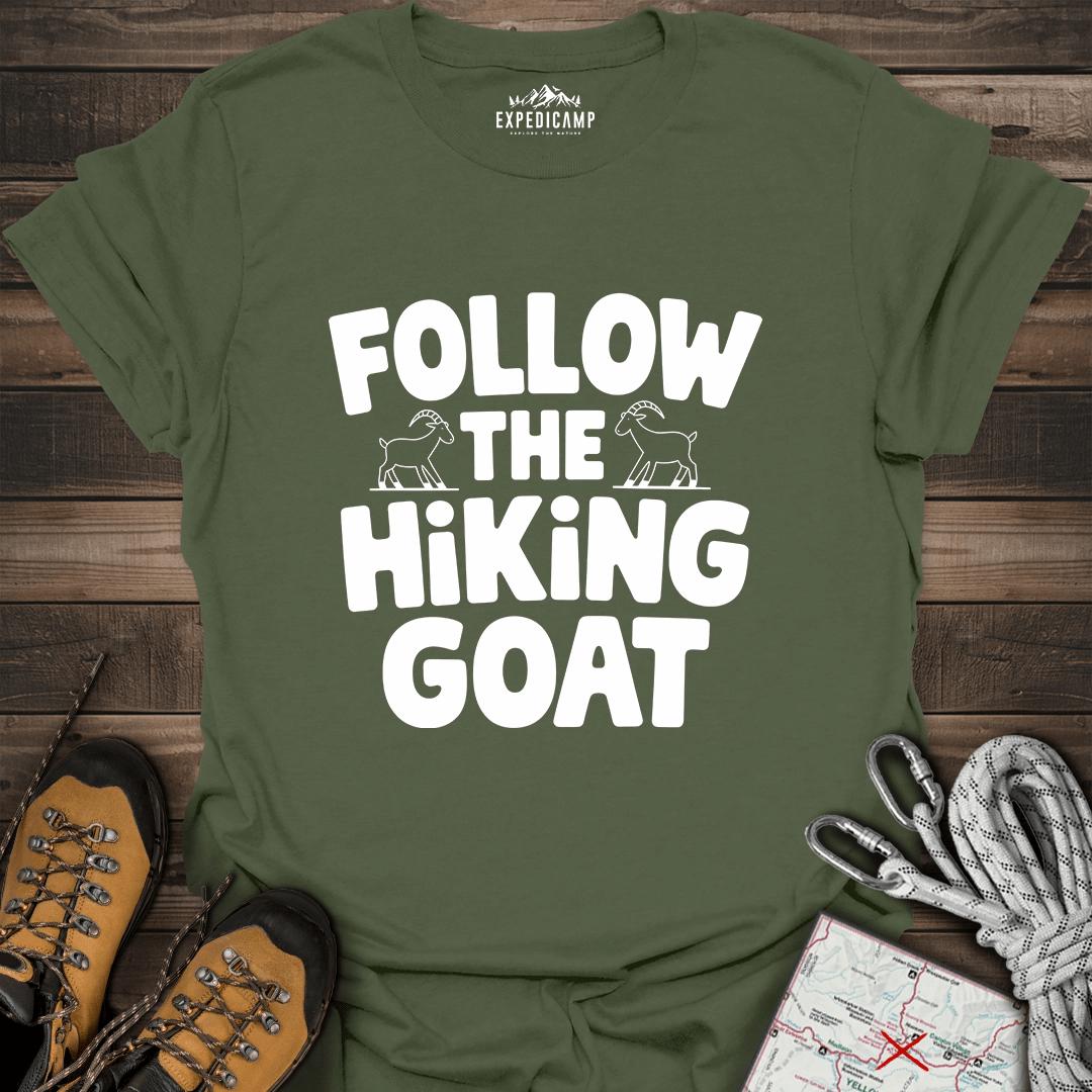 Follow The Hiking Goat T-Shirt – Military Green – Outdoor apparel for travel, hiking, camping, and nature lovers – ExpediCamp