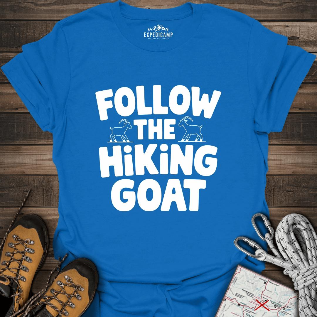 Follow The Hiking Goat T-Shirt – Royal – Outdoor apparel for travel, hiking, camping, and nature lovers – ExpediCamp