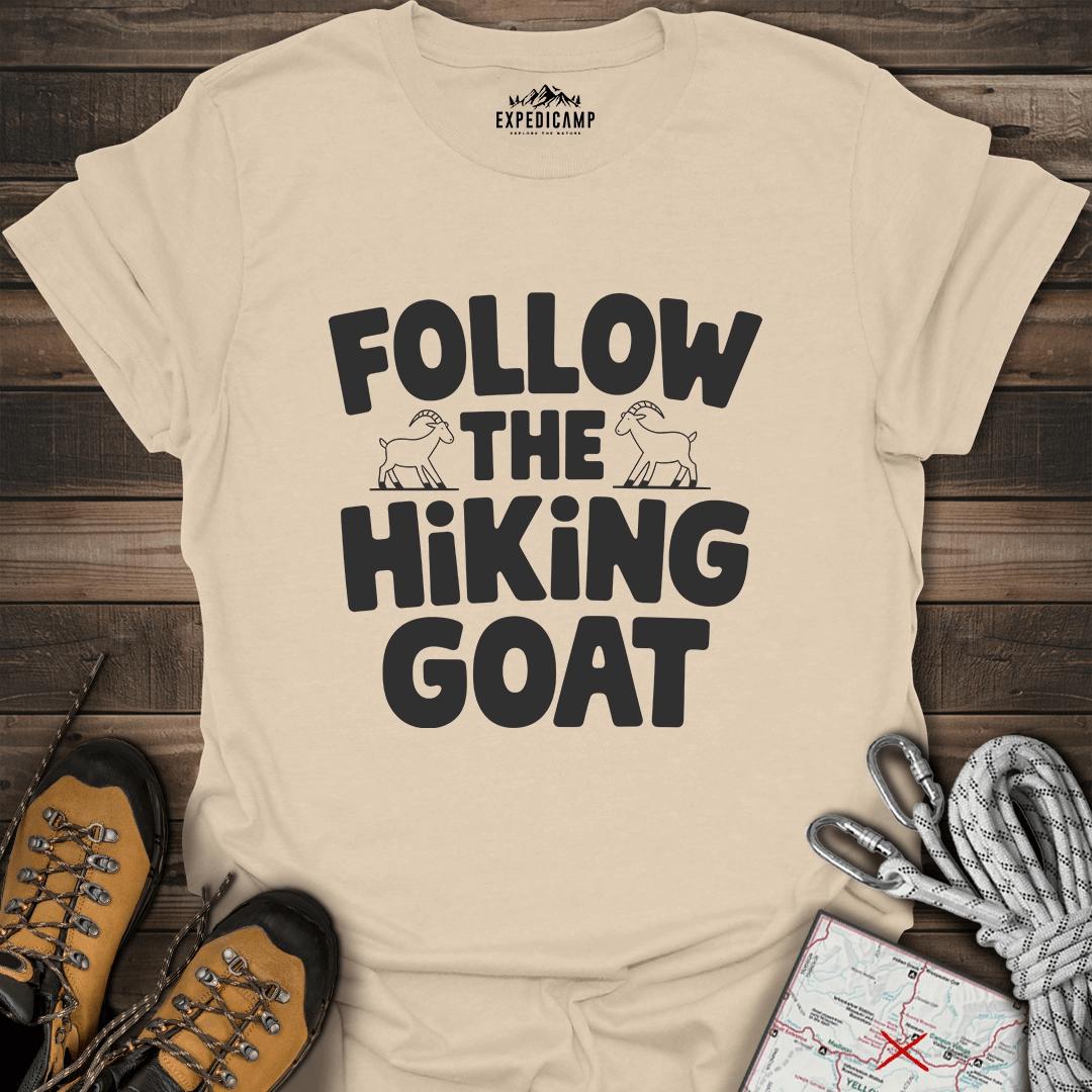 Follow The Hiking Goat T-Shirt – Sand – Outdoor apparel for travel, hiking, camping, and nature lovers – ExpediCamp