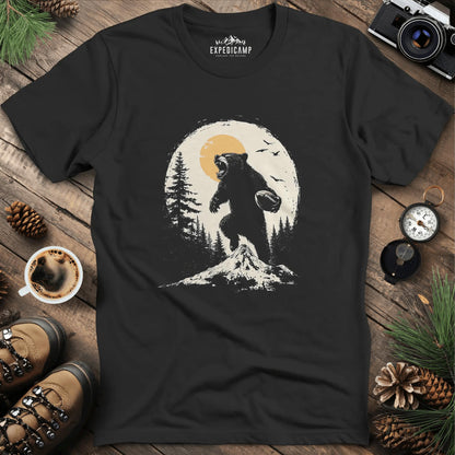 Football Bear T-Shirt – Fierce Wilderness and Game Day Style – Black – Outdoor apparel for travel, hiking, camping, and nature lovers – ExpediCamp