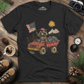 Fred the Raccoon T-Shirt - Celebrating the Spirit of the Forest – Black – Outdoor apparel for travel, hiking, camping, and nature lovers – ExpediCamp