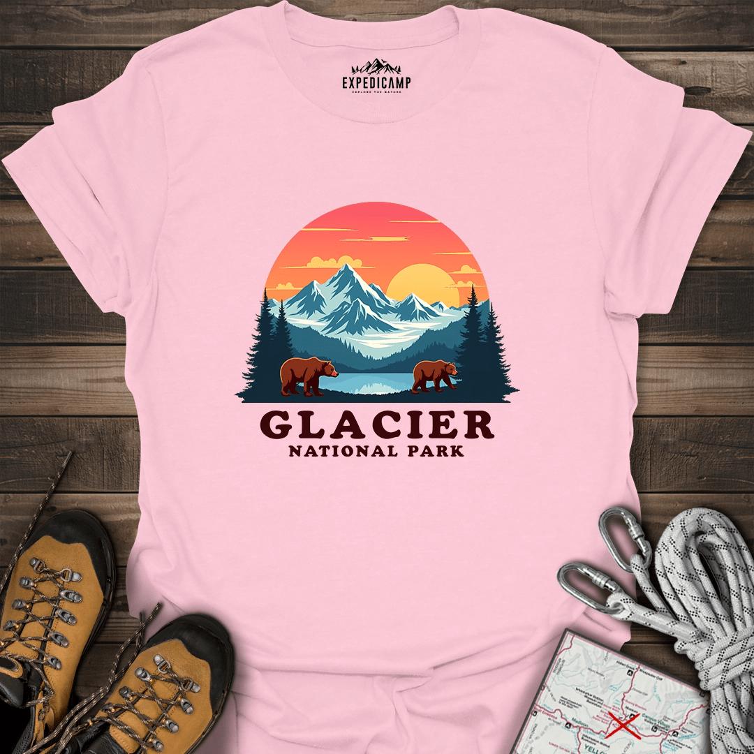 Glacier National Park Bears T-Shirt – Light Pink – Outdoor apparel for travel, hiking, camping, and nature lovers – ExpediCamp