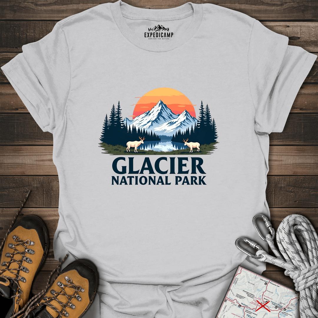 Glacier National Park T-Shirt – Ice Grey – Outdoor apparel for travel, hiking, camping, and nature lovers – ExpediCamp