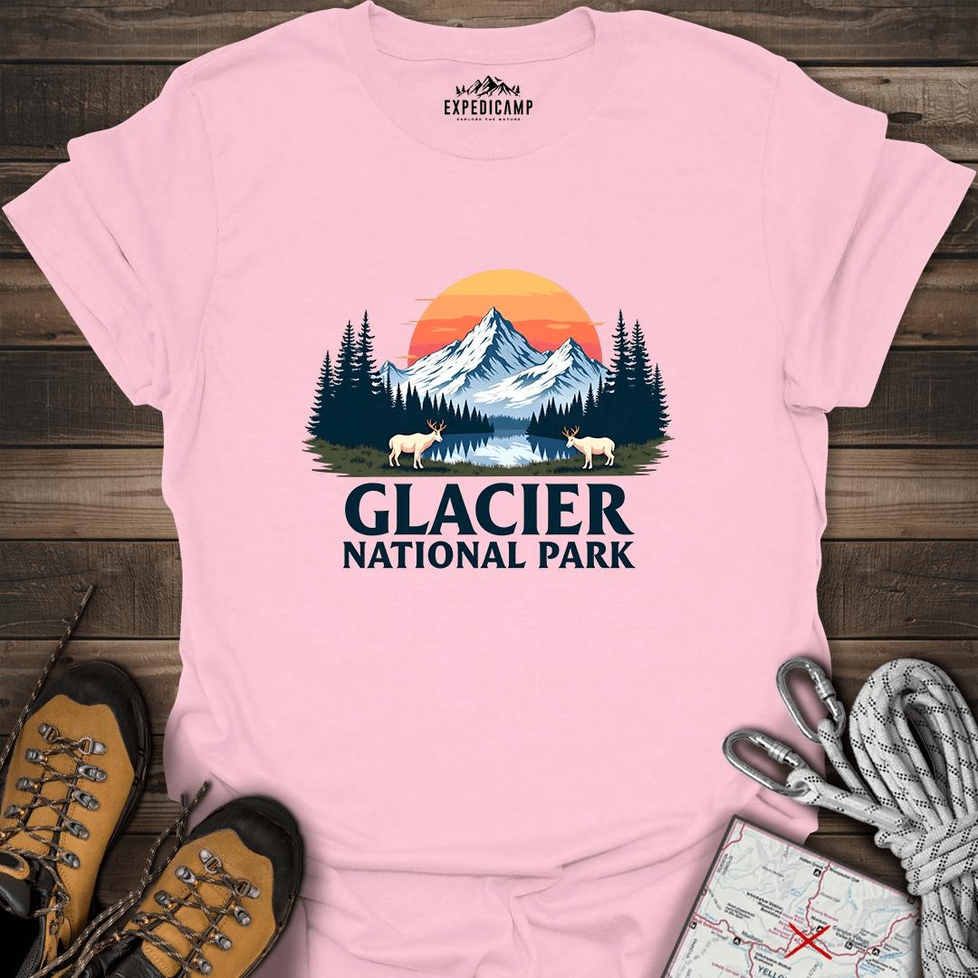 Glacier National Park T-Shirt – Light Pink – Outdoor apparel for travel, hiking, camping, and nature lovers – ExpediCamp