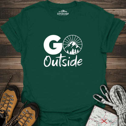 Go Outside T-Shirt – Forest Green – Outdoor apparel for travel, hiking, camping, and nature lovers – ExpediCamp
