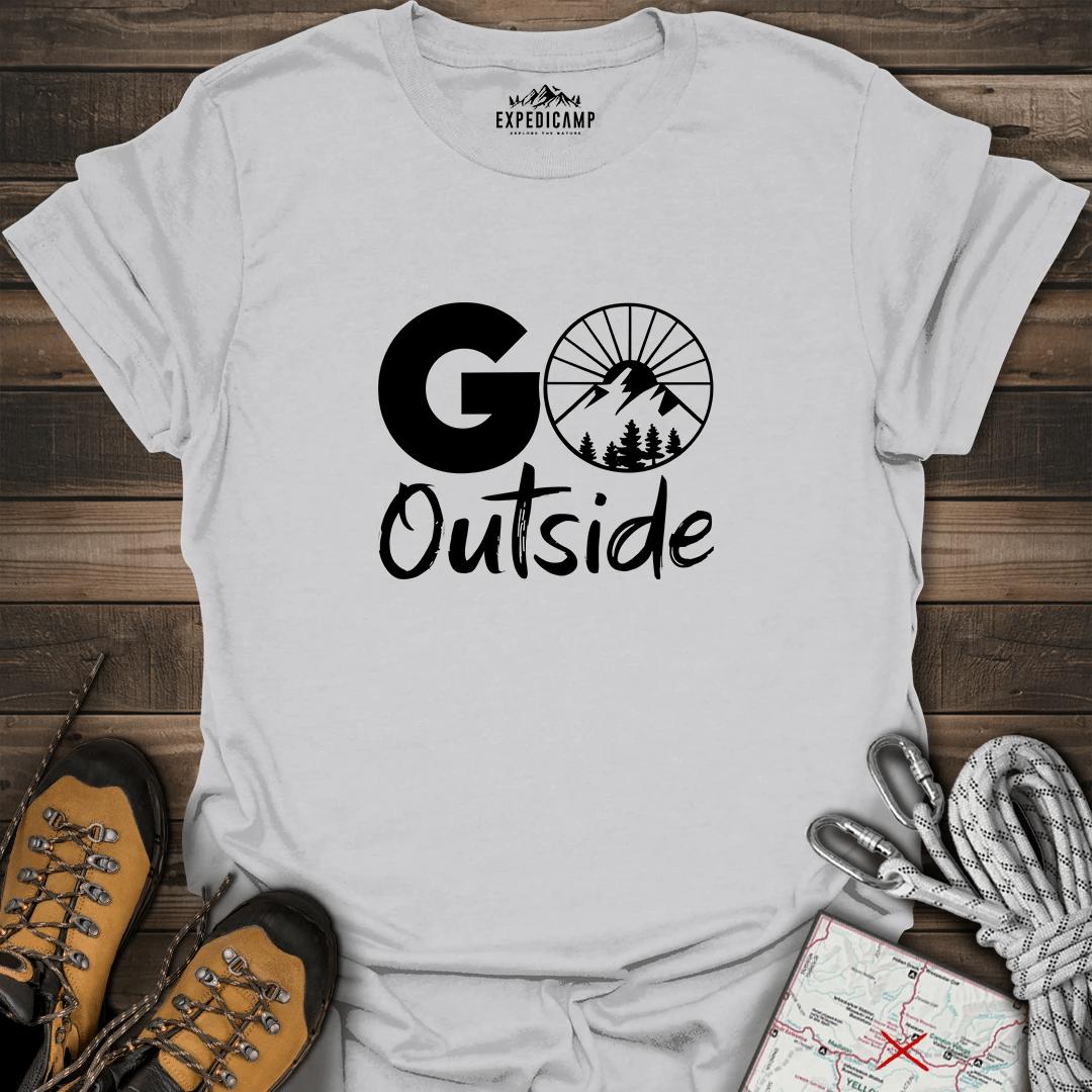 Go Outside T-Shirt – Ice Grey – Outdoor apparel for travel, hiking, camping, and nature lovers – ExpediCamp