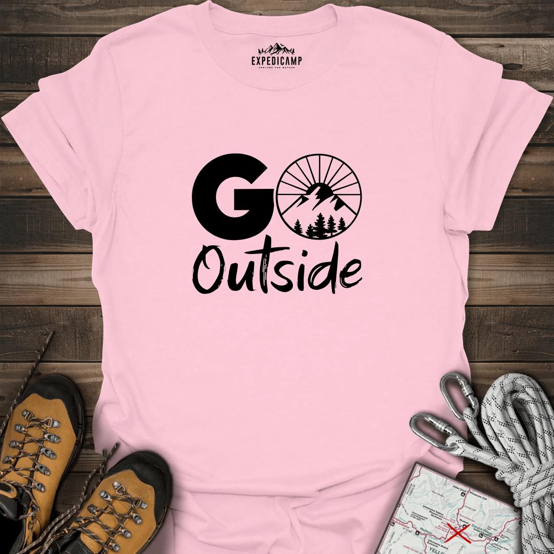 Go Outside T-Shirt – Light Pink – Outdoor apparel for travel, hiking, camping, and nature lovers – ExpediCamp