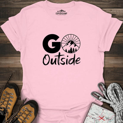 Go Outside T-Shirt – Light Pink – Outdoor apparel for travel, hiking, camping, and nature lovers – ExpediCamp