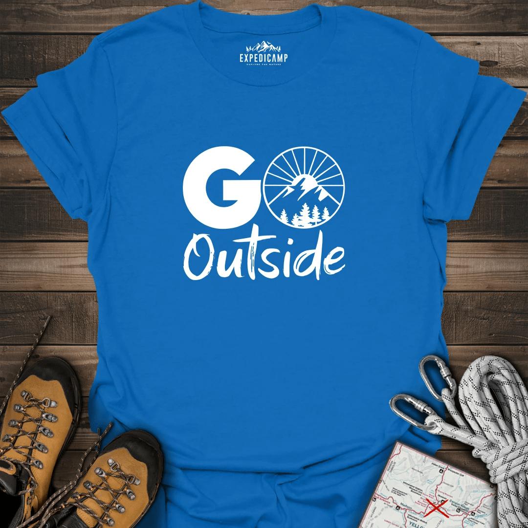 Go Outside T-Shirt – Royal – Outdoor apparel for travel, hiking, camping, and nature lovers – ExpediCamp