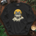 Golden Moon Wolf Sweatshirt – Black – Outdoor apparel for travel, hiking, camping, and nature lovers – ExpediCamp