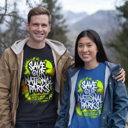 Graffiti Save Our National Parks T-Shirt – – Outdoor apparel for travel, hiking, camping, and nature lovers – ExpediCamp