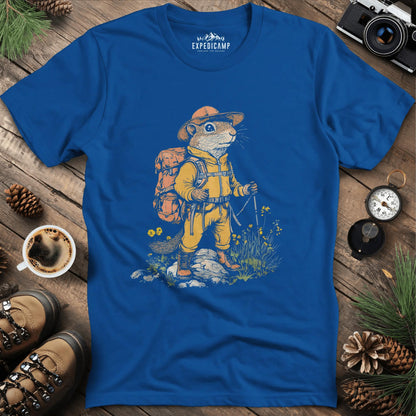 Ground Squirrel Hiker T-Shirt – Small But Mighty Adventurer – Royal – Outdoor apparel for travel, hiking, camping, and nature lovers – ExpediCamp