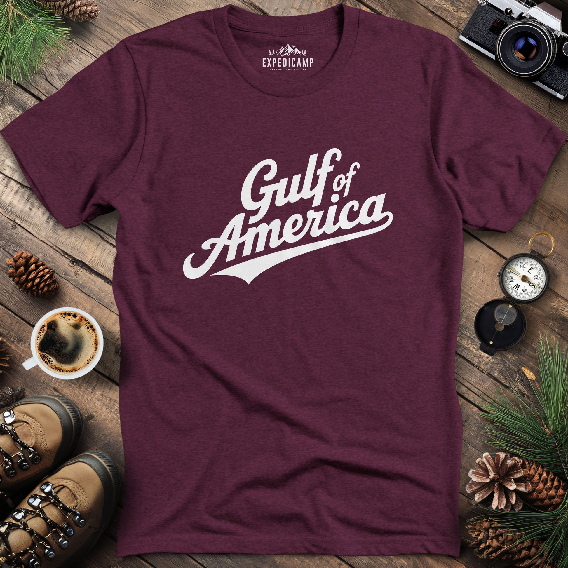Gulf of America Vintage Script T-Shirt – – Outdoor apparel for travel, hiking, camping, and nature lovers – ExpediCamp