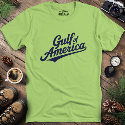 Gulf of America Vintage Script T-Shirt – Kiwi – Outdoor apparel for travel, hiking, camping, and nature lovers – ExpediCamp