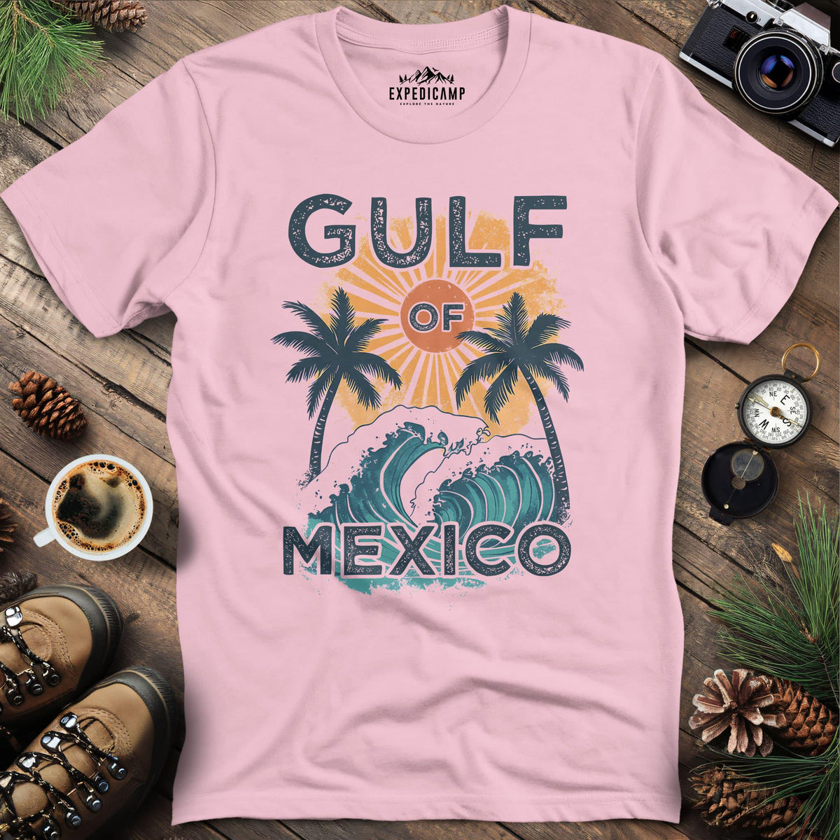 Gulf of Mexico T-Shirt – Light Pink – Outdoor apparel for travel, hiking, camping, and nature lovers – ExpediCamp