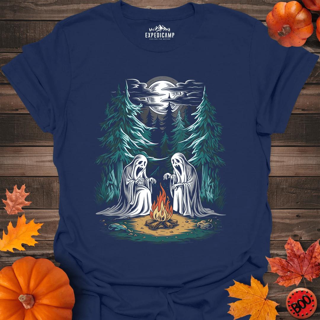 Halloween Campfire T-Shirt – Navy – Outdoor apparel for travel, hiking, camping, and nature lovers – ExpediCamp