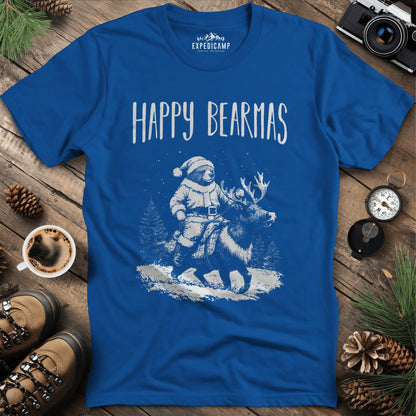Happy Bearmas T-Shirt – Royal – Outdoor apparel for travel, hiking, camping, and nature lovers – ExpediCamp