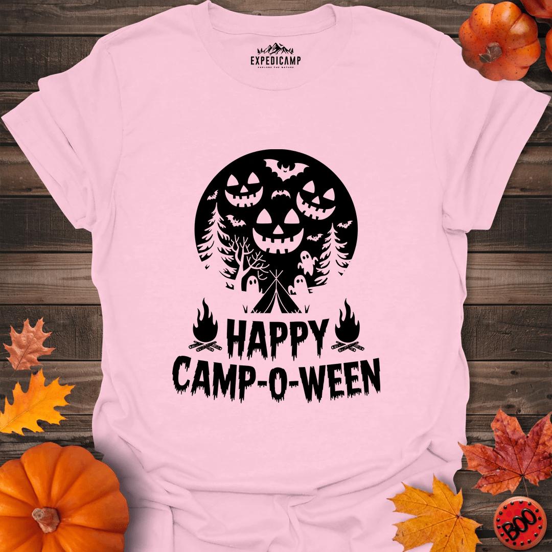Happy Camp-o-ween T-Shirt – Light Pink – Outdoor apparel for travel, hiking, camping, and nature lovers – ExpediCamp