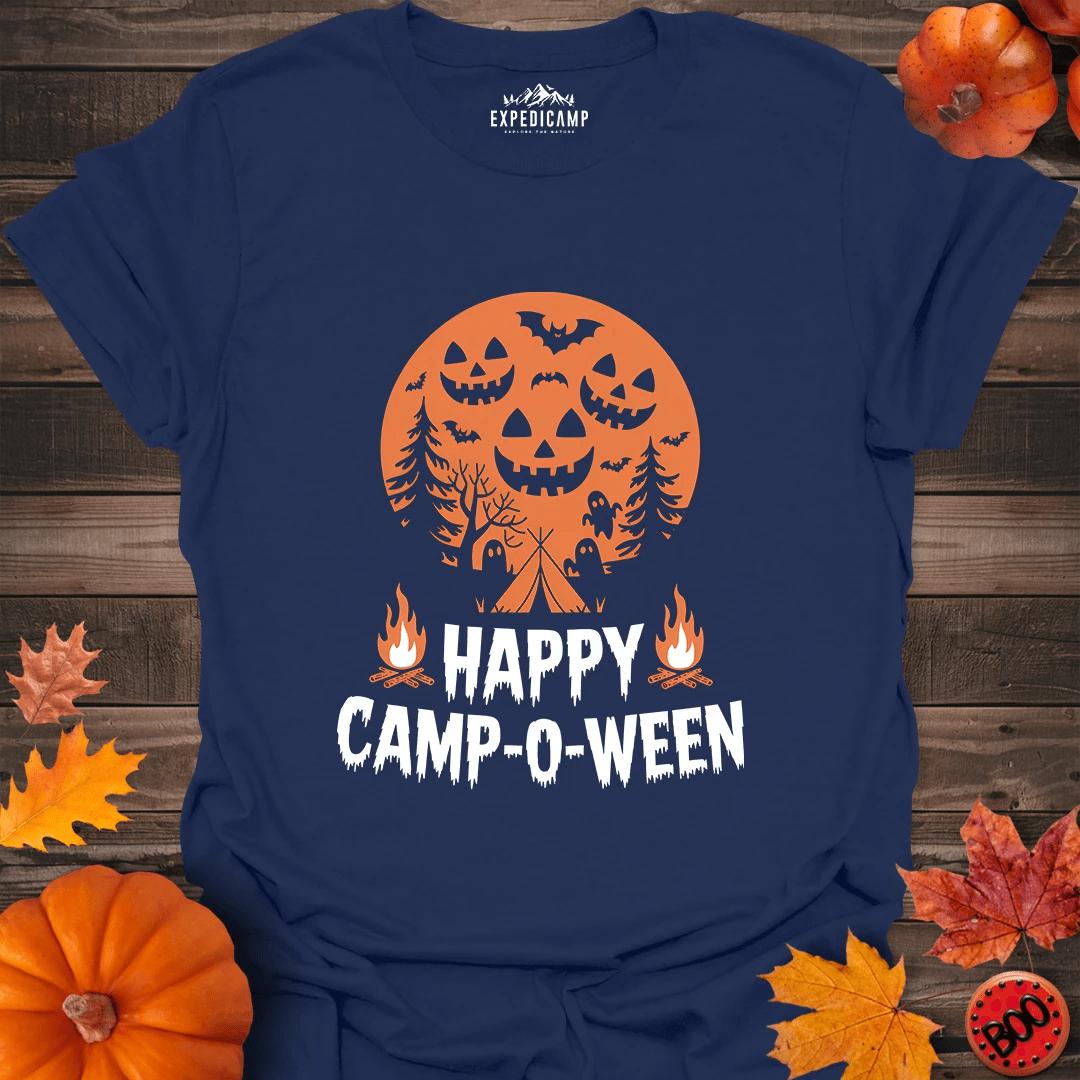 Happy Camp-o-ween T-Shirt – Navy – Outdoor apparel for travel, hiking, camping, and nature lovers – ExpediCamp