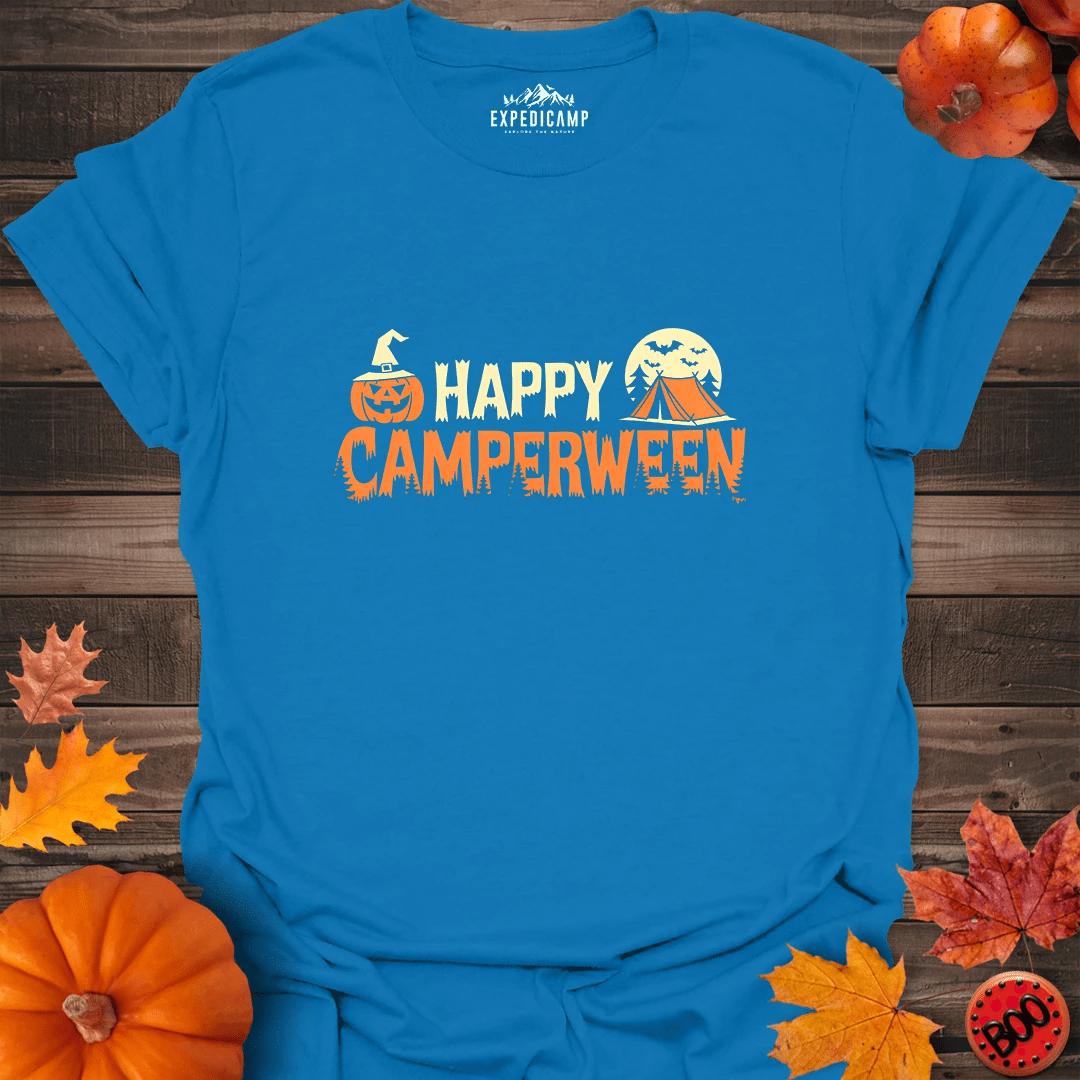 Happy Camperween T-Shirt – Royal – Outdoor apparel for travel, hiking, camping, and nature lovers – ExpediCamp