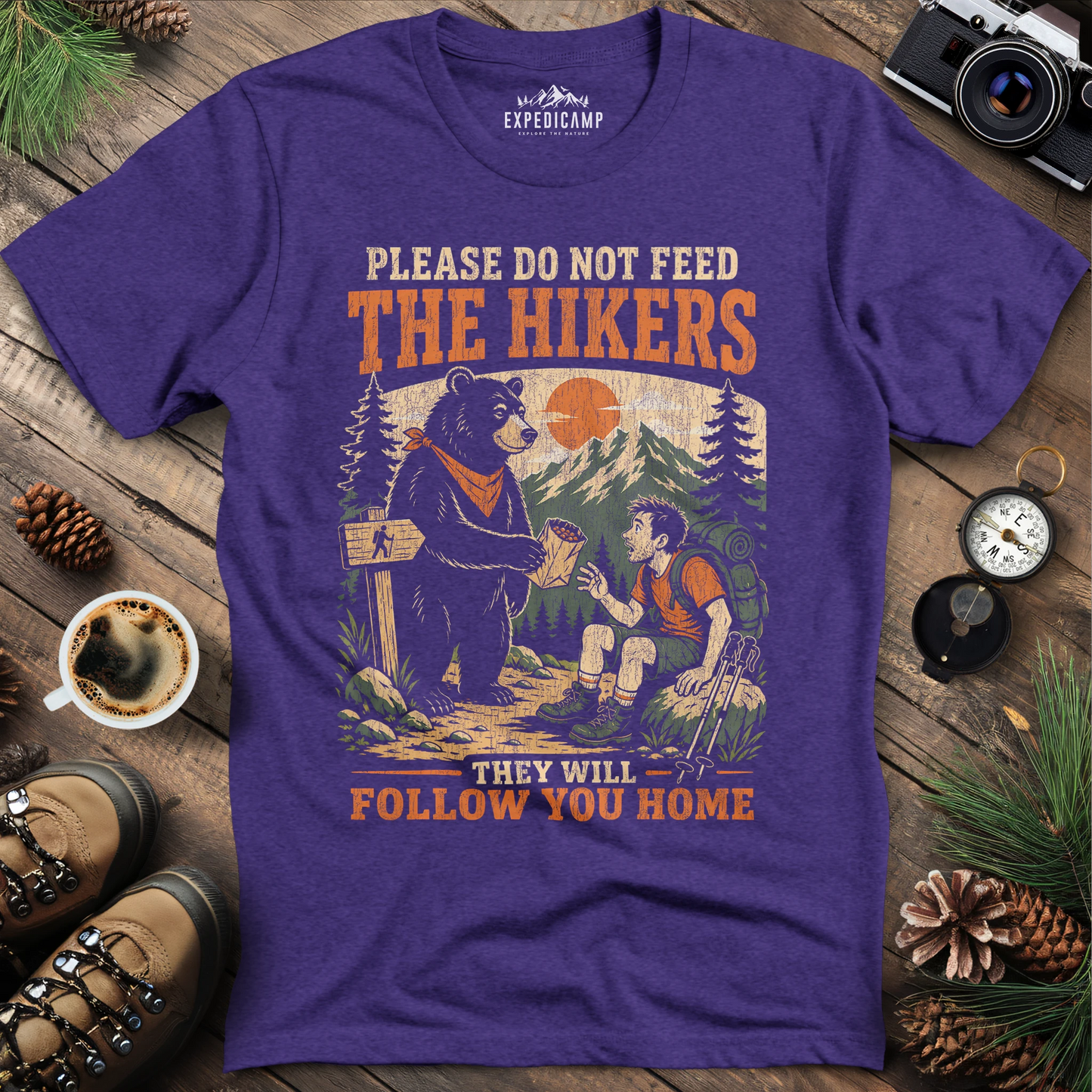 Please Do Not Feed The Hikers Funny Hiking Bear T-Shirt