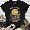 Help Protect Our National Parks Leave No Trace T-Shirt – Black – Outdoor apparel for travel, hiking, camping, and nature lovers – ExpediCamp