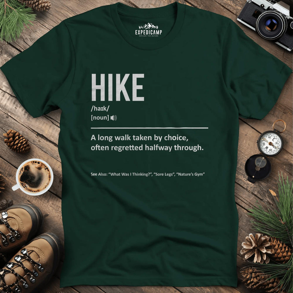 Hike Definition T-Shirt – Forest Green – Outdoor apparel for travel, hiking, camping, and nature lovers – ExpediCamp