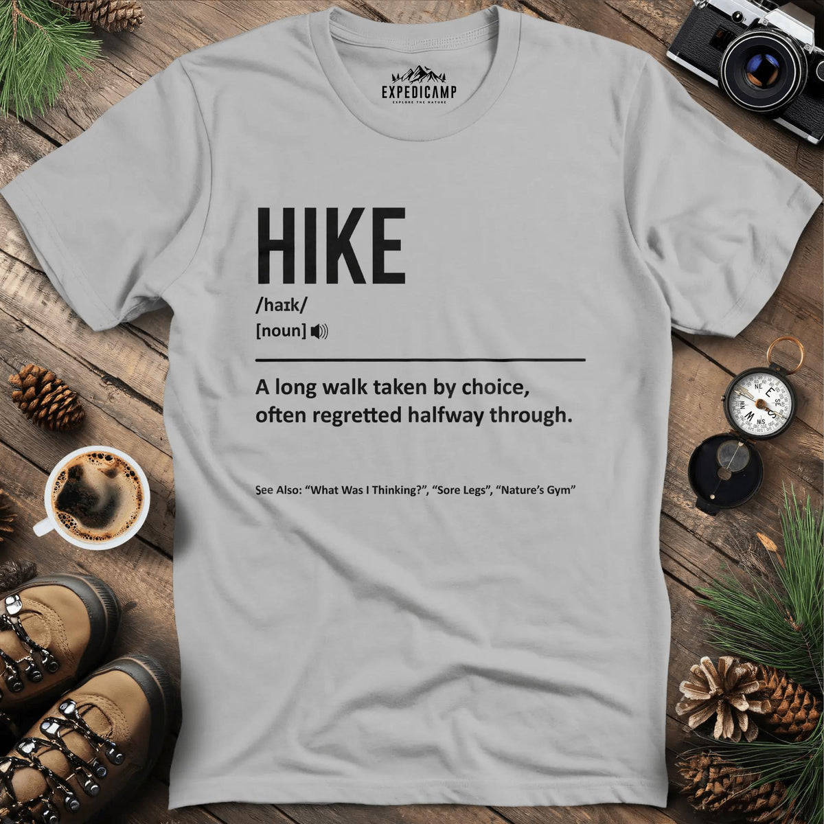Hike Definition T-Shirt – Ice Grey – Outdoor apparel for travel, hiking, camping, and nature lovers – ExpediCamp