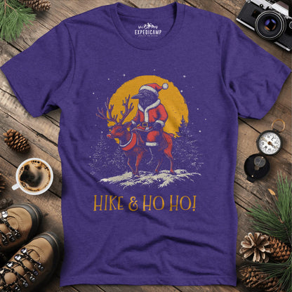 Hike & Ho Ho T-Shirt – Heather Purple – Outdoor apparel for travel, hiking, camping, and nature lovers – ExpediCamp