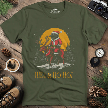 Hike & Ho Ho T-Shirt – Military Green – Outdoor apparel for travel, hiking, camping, and nature lovers – ExpediCamp