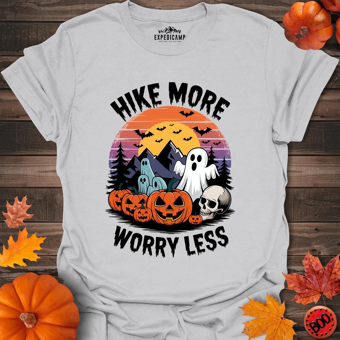 Hike More Worry Less T-Shirt – Ice Grey – Outdoor apparel for travel, hiking, camping, and nature lovers – ExpediCamp