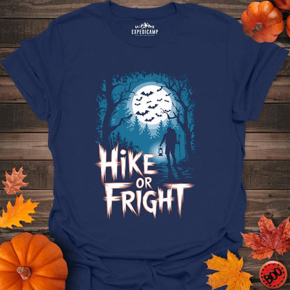Hike Or Fright T-Shirt – Navy – Outdoor apparel for travel, hiking, camping, and nature lovers – ExpediCamp