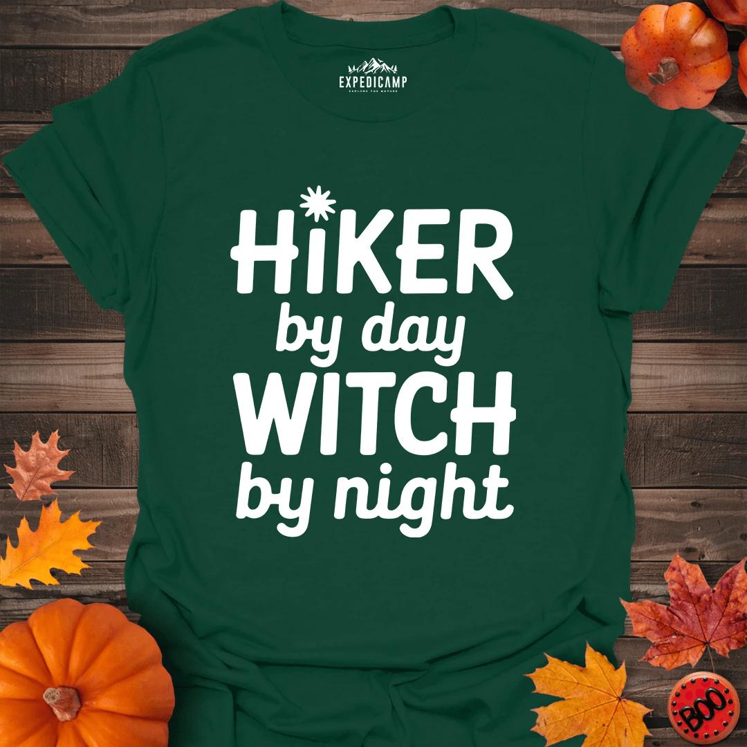 Hiker By Day Witch By Night T-Shirt – Forest Green – Outdoor apparel for travel, hiking, camping, and nature lovers – ExpediCamp