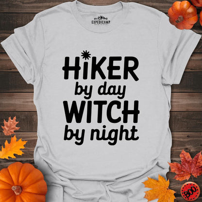 Hiker By Day Witch By Night T-Shirt – Ice Grey – Outdoor apparel for travel, hiking, camping, and nature lovers – ExpediCamp