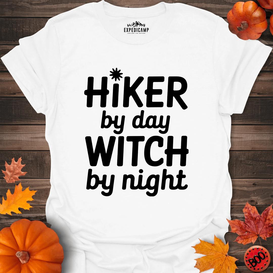 Hiker By Day Witch By Night T-Shirt – White – Outdoor apparel for travel, hiking, camping, and nature lovers – ExpediCamp